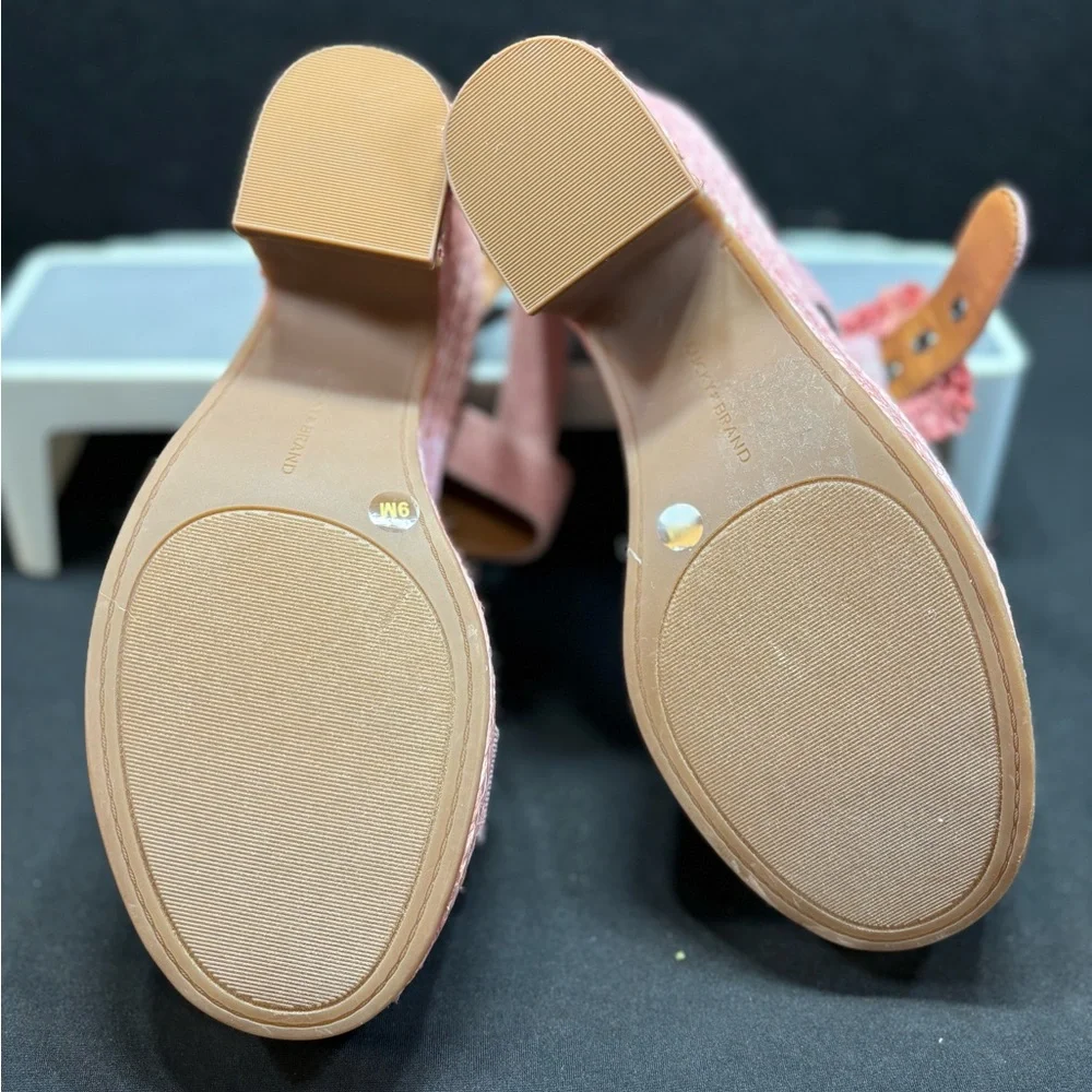 Lucky‎ Brand Yidris Platform Espadrille Heels Sandals Pink Size 9M Straw Buckle
